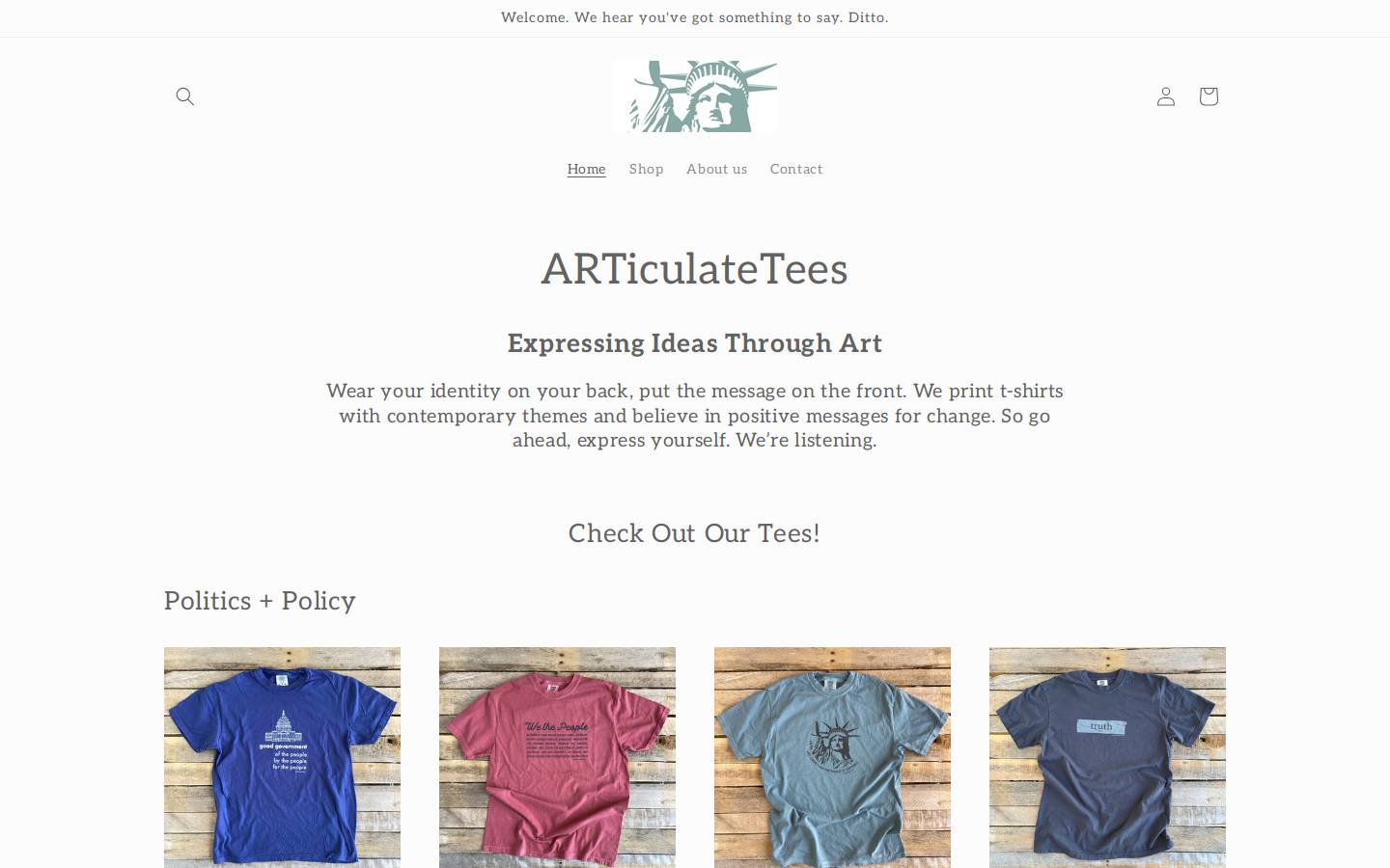 articulatetees.com homepage screenshot