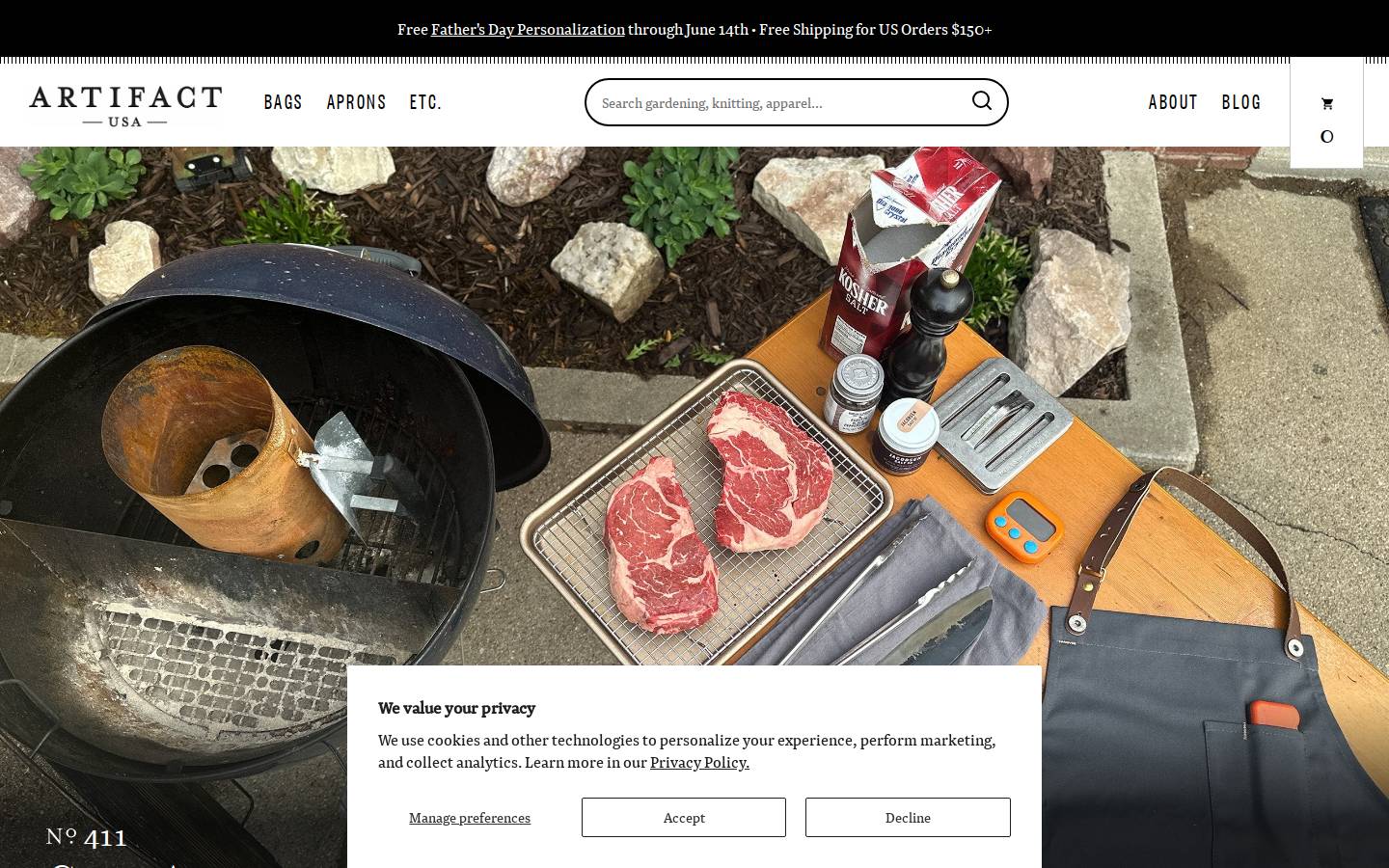 artifactbags.com homepage screenshot