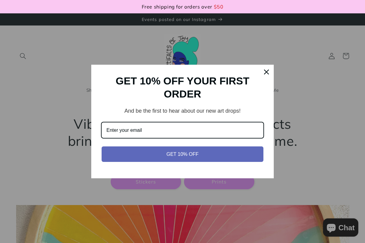 Artifacts of Joy homepage screenshot