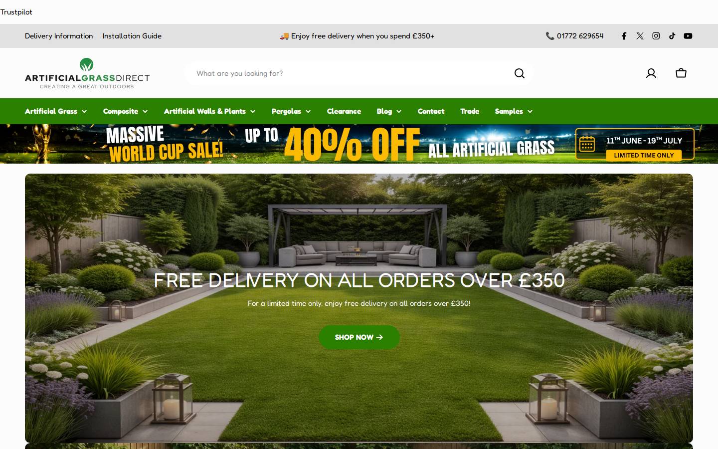 Artificial Grass Direct homepage screenshot