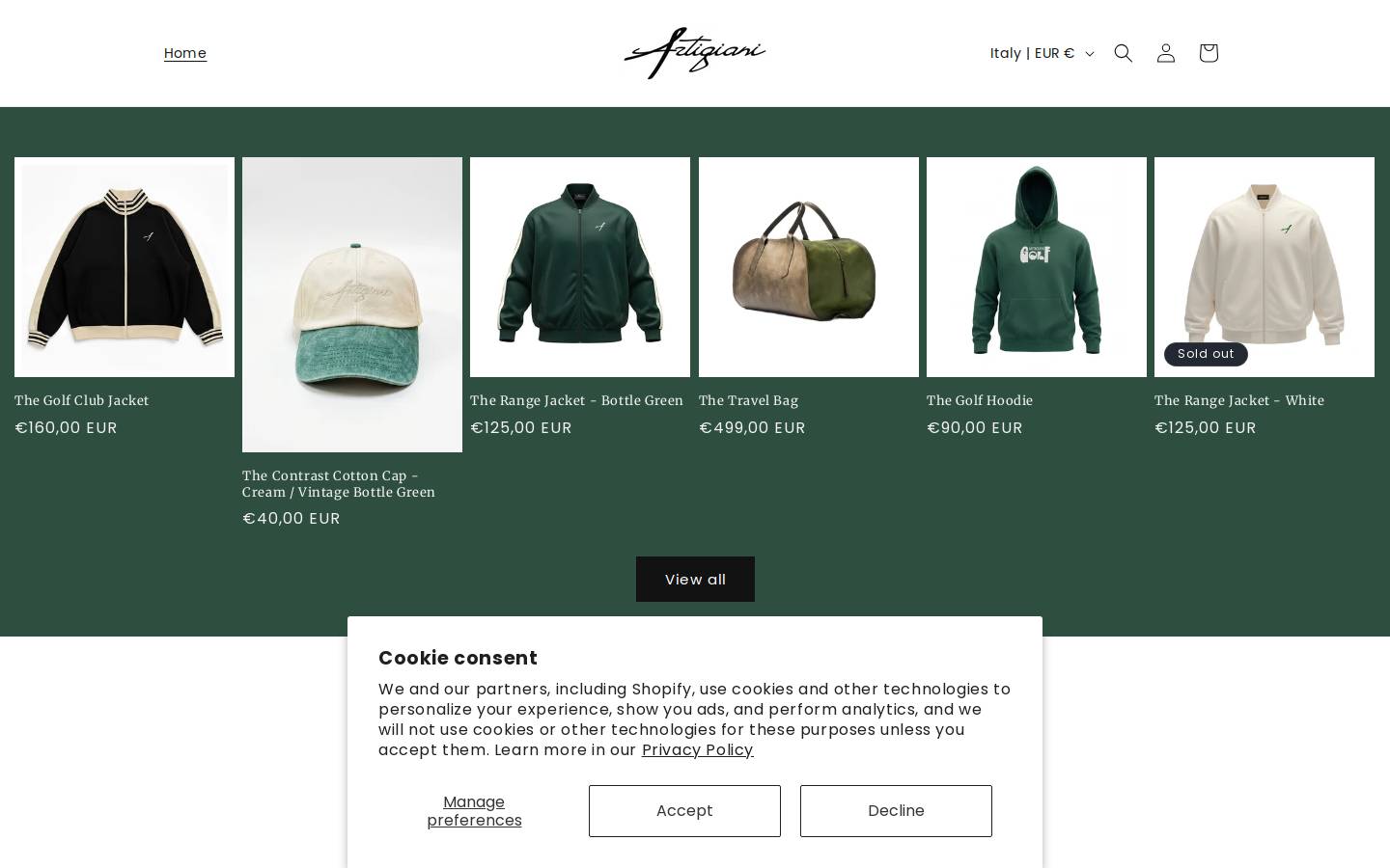 artigianigolf.it homepage screenshot