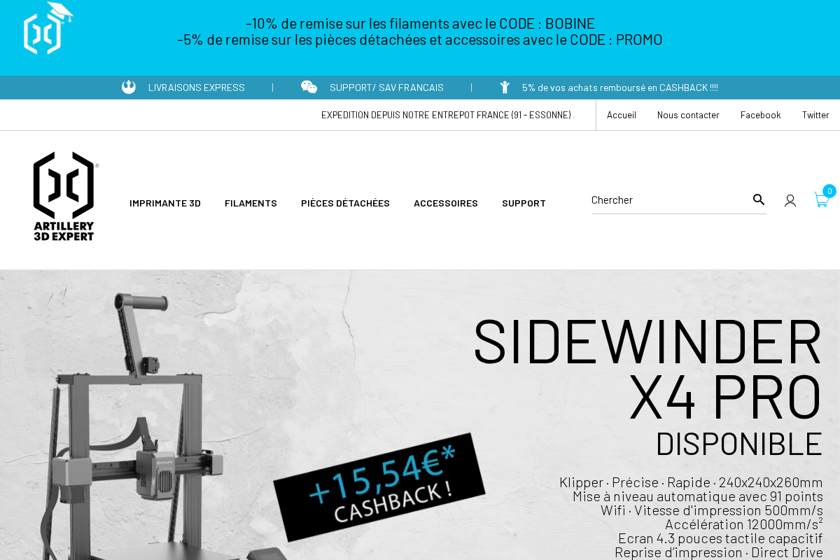 artillery3dexpert.fr homepage screenshot