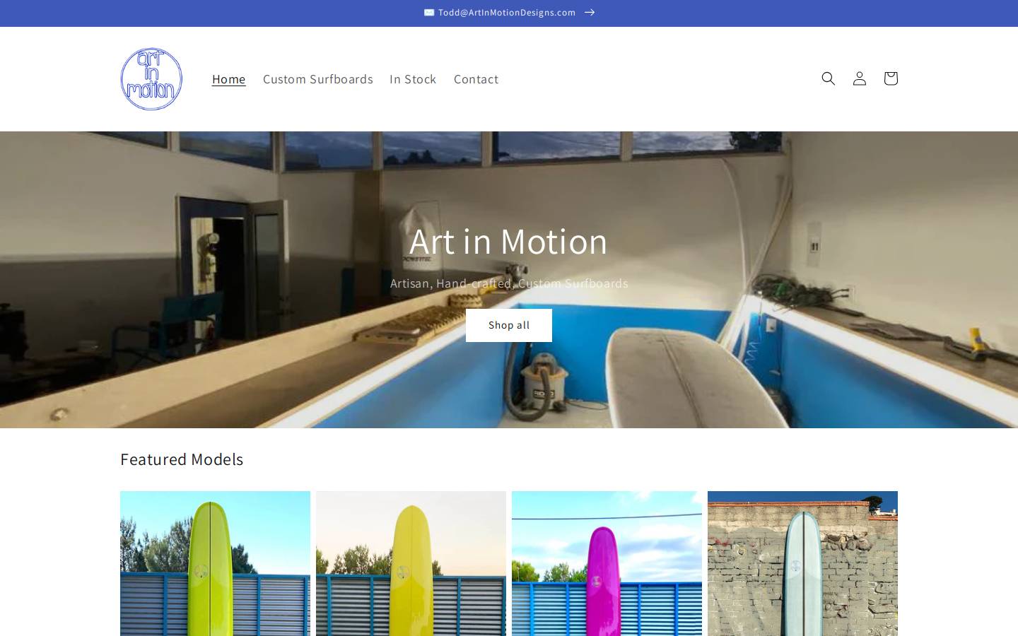 artinmotiondesigns.com homepage screenshot