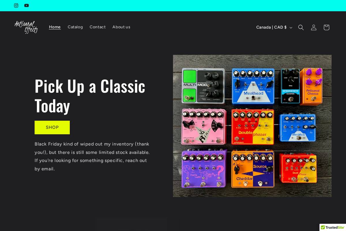 artisanaleffects.com homepage screenshot