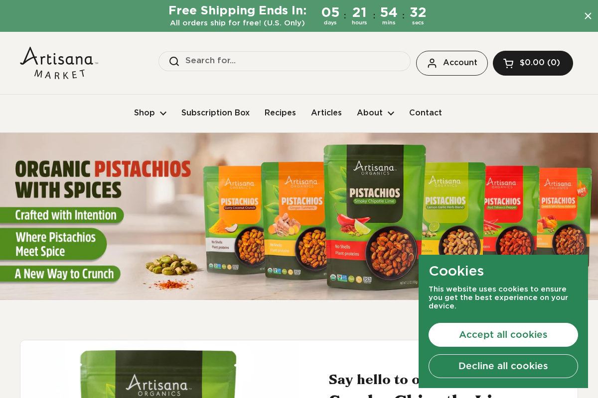 Artisana Market homepage screenshot