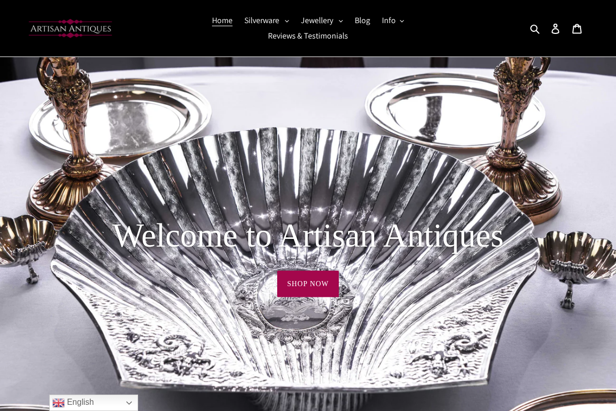 Artisan Antiques homepage screenshot