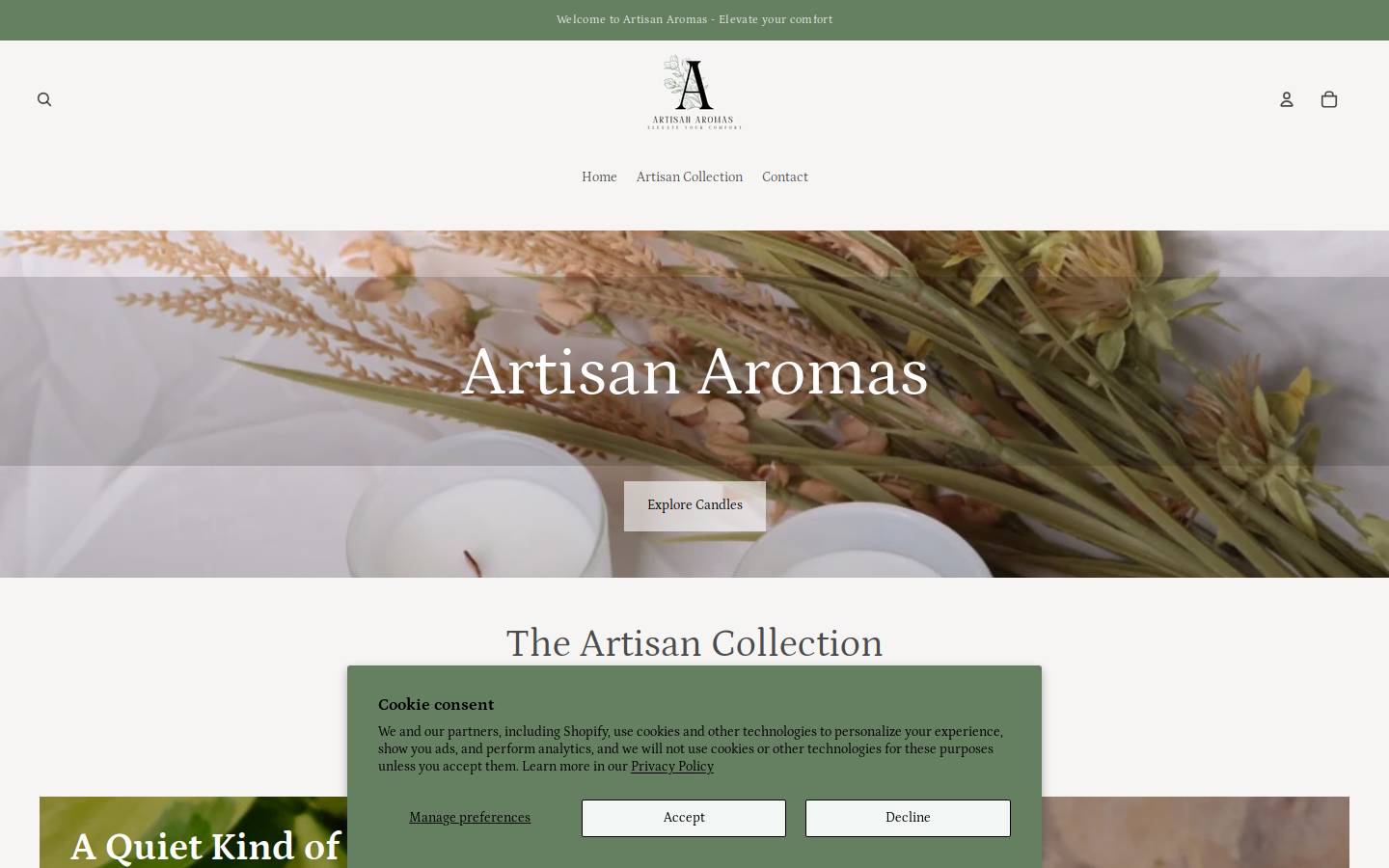 artisanaromas.com homepage screenshot
