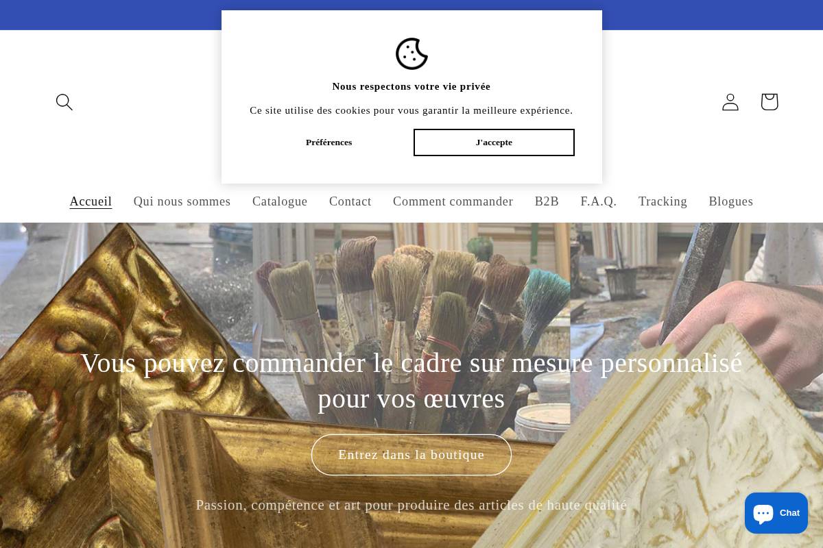 artisancadre.fr homepage screenshot