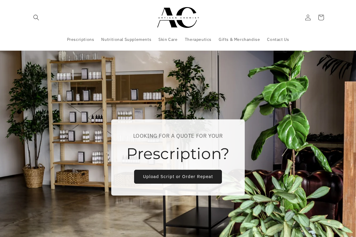 Artisan Chemist homepage screenshot