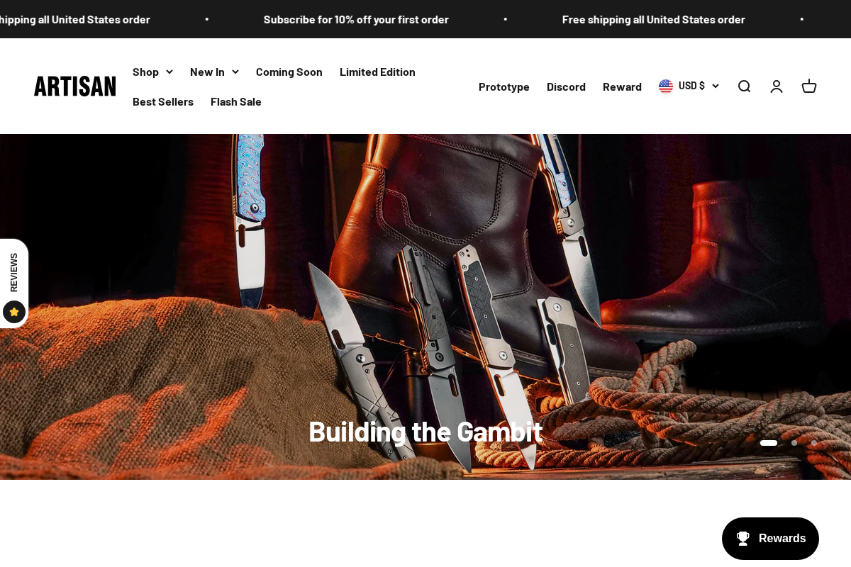 artisancutlery.net homepage screenshot