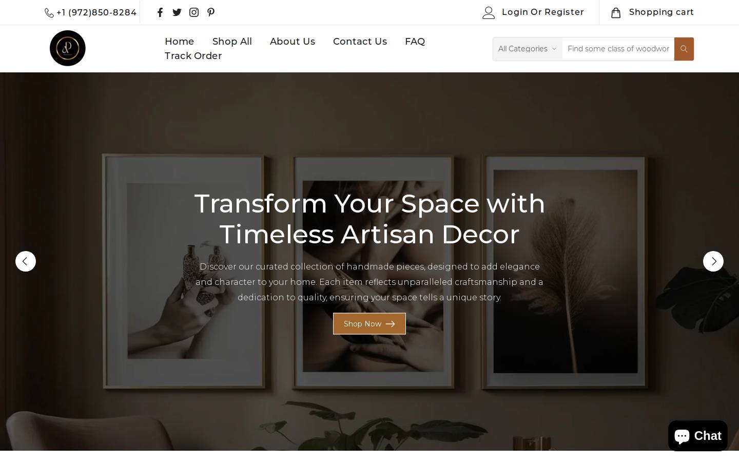artisandecorshop.com homepage screenshot