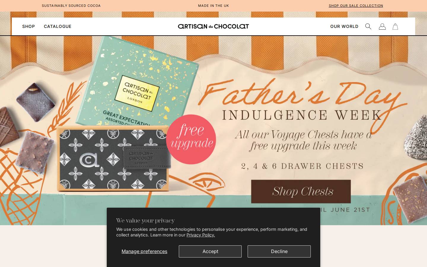 Artisan du chocolat homepage screenshot