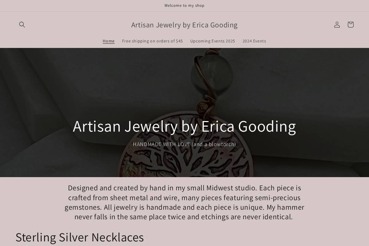 artisanjewelrybyericagooding.com homepage screenshot