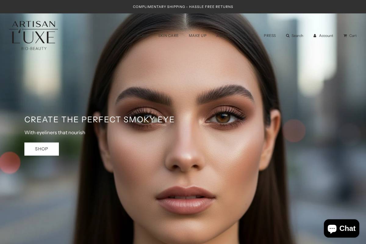 artisanluxebeauty.com homepage screenshot