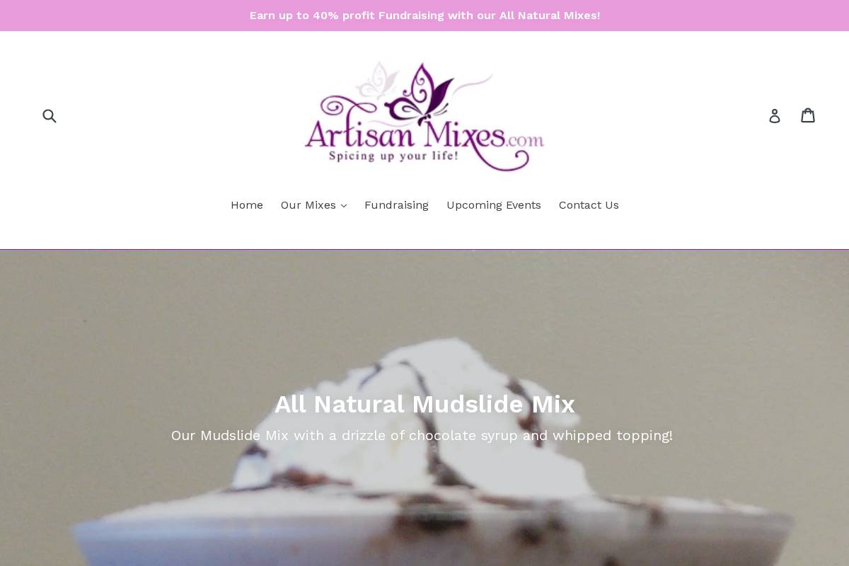 artisanmixes.com homepage screenshot