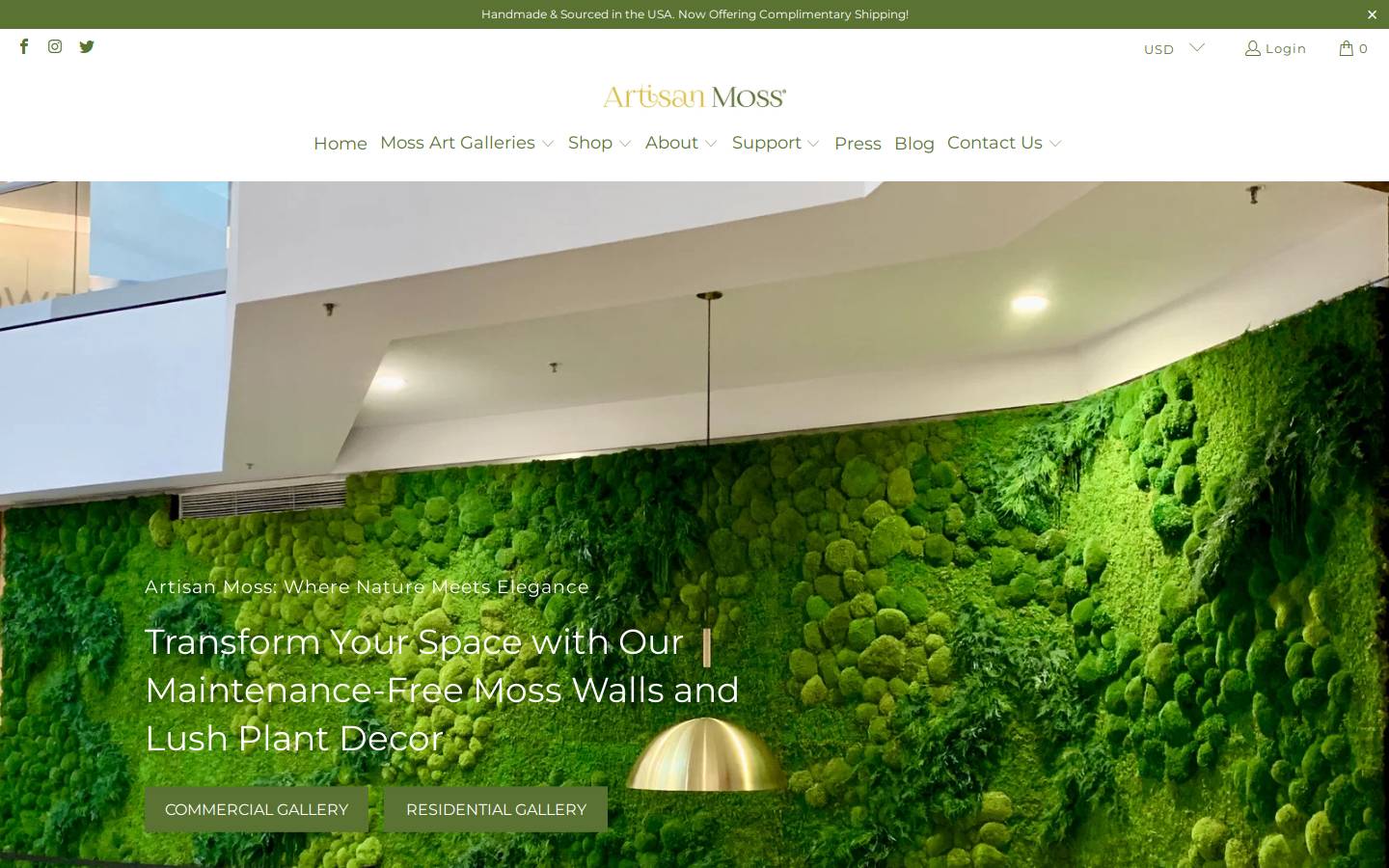 artisanmoss.com homepage screenshot