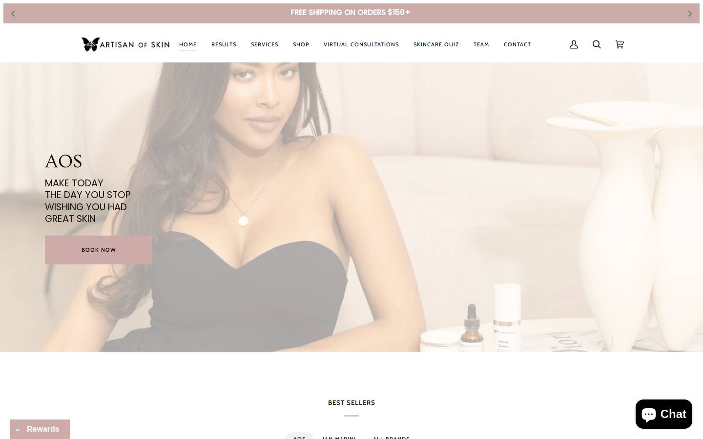 artisanofskin.com homepage screenshot