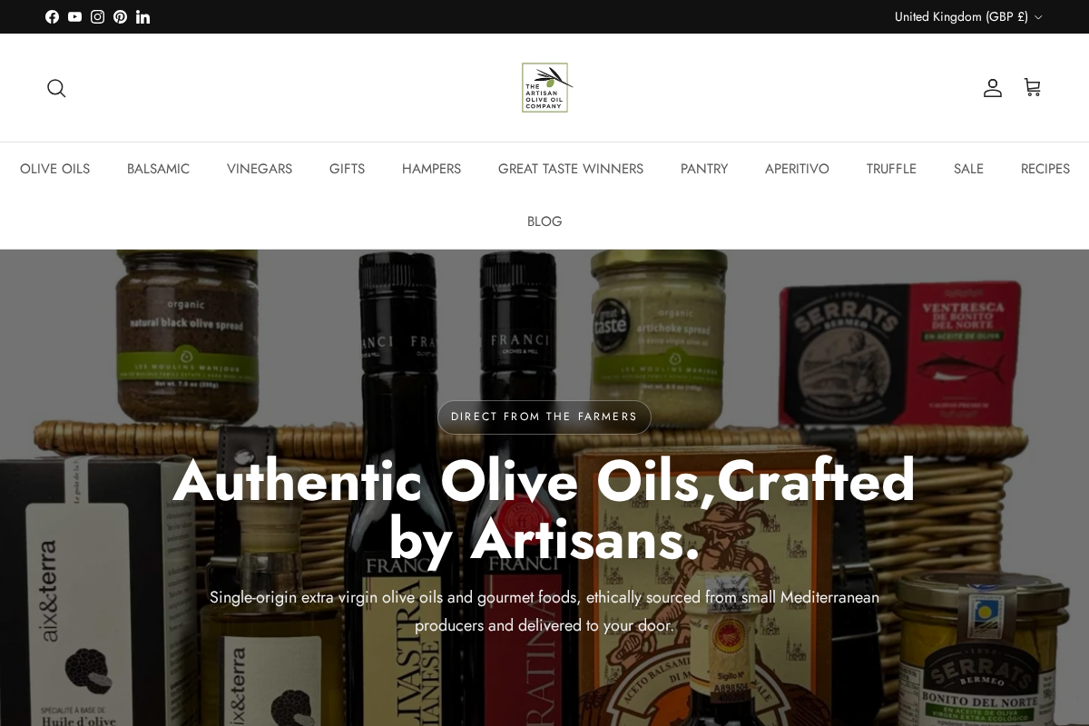 Artisan Olive Oil homepage screenshot