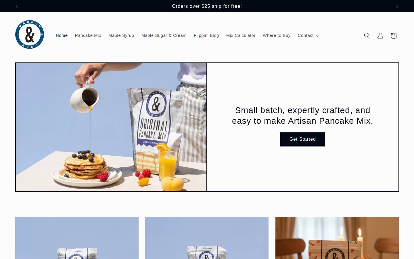 artisanpancakemix.com homepage screenshot