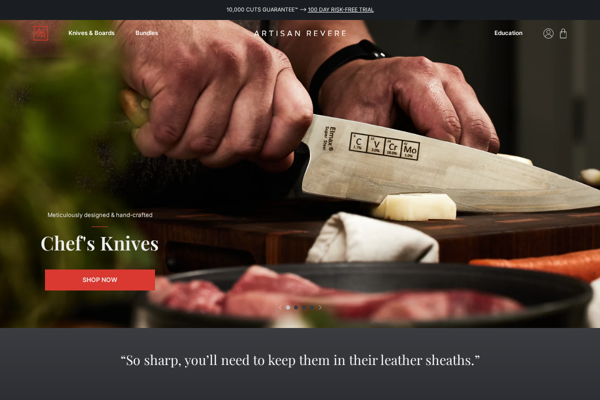 artisanrevere.com homepage screenshot