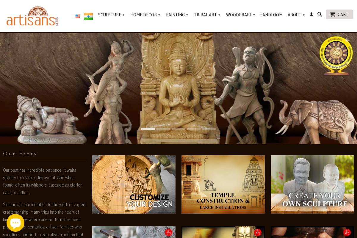 artisanscrest.in homepage screenshot