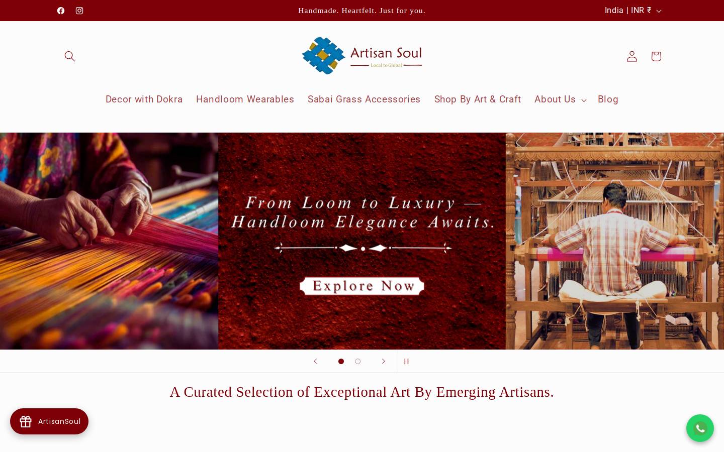 artisansoul.in homepage screenshot