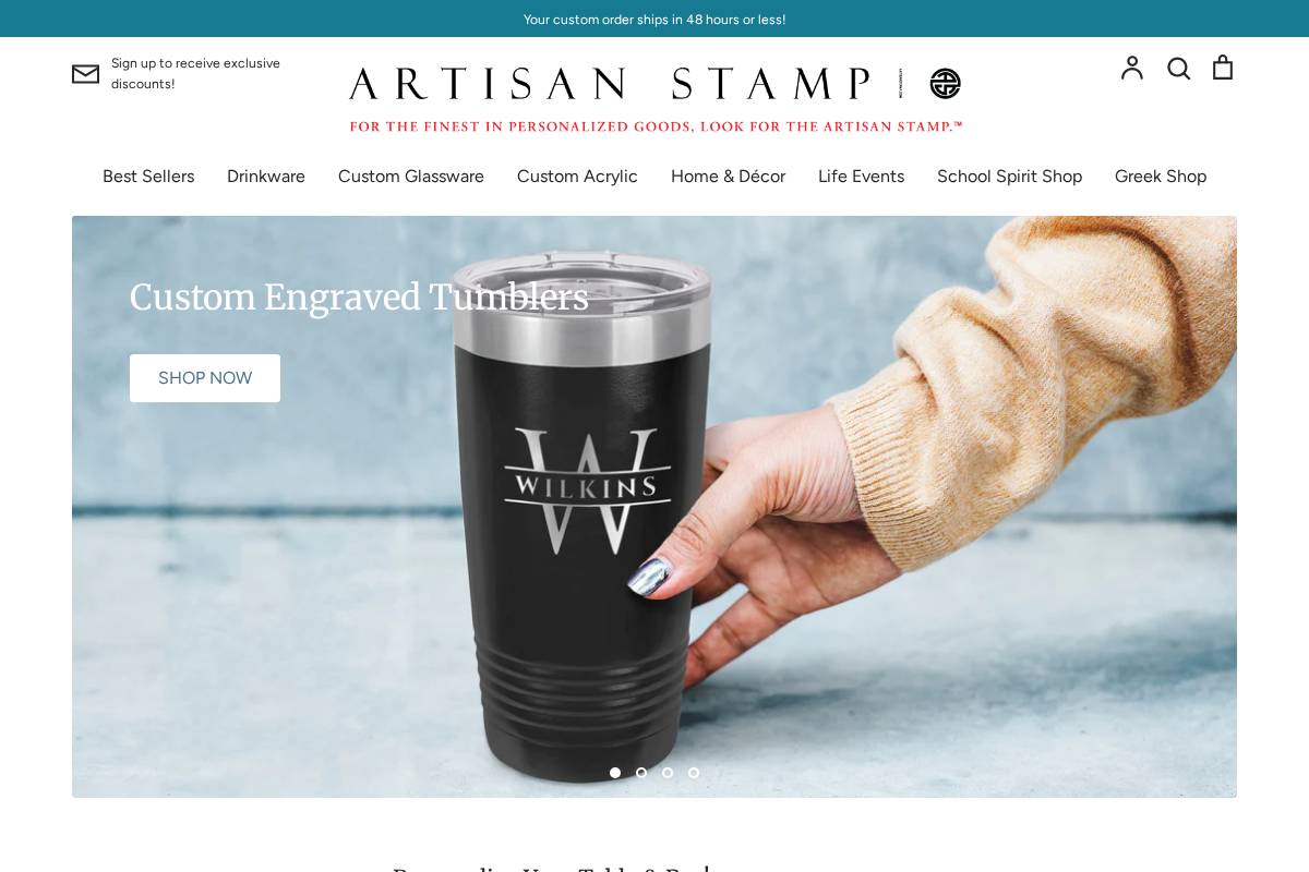 artisanstamp.com homepage screenshot