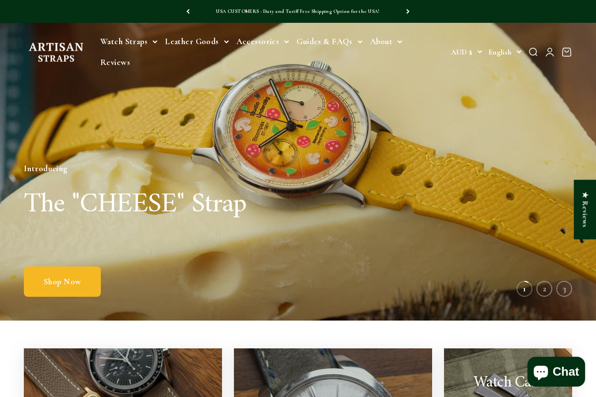 Artisan Straps homepage screenshot
