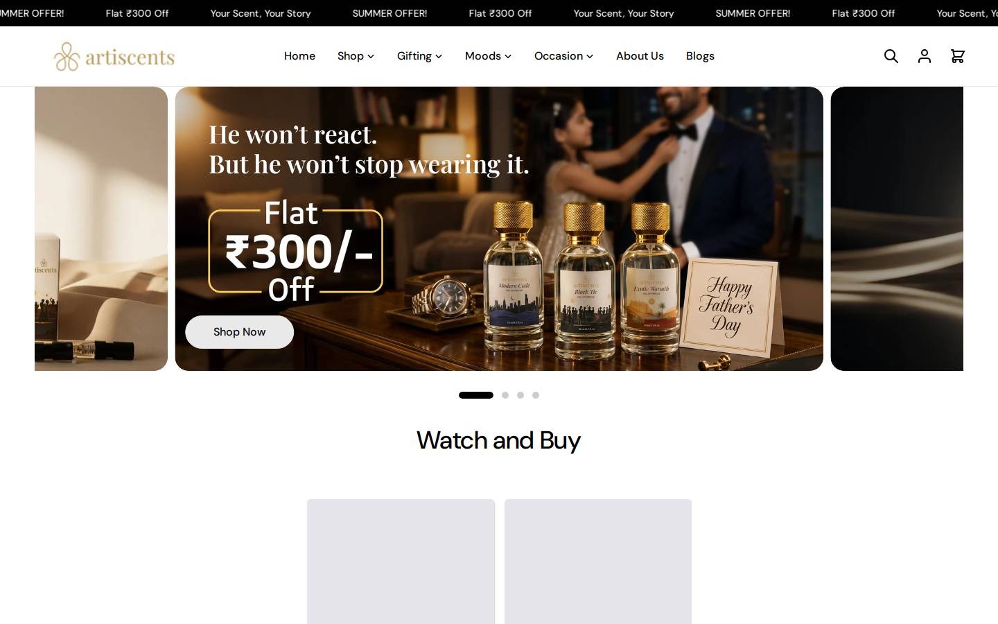 artiscents.com homepage screenshot