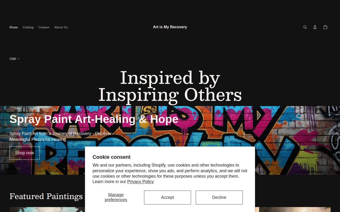 artismyrecovery.com homepage screenshot