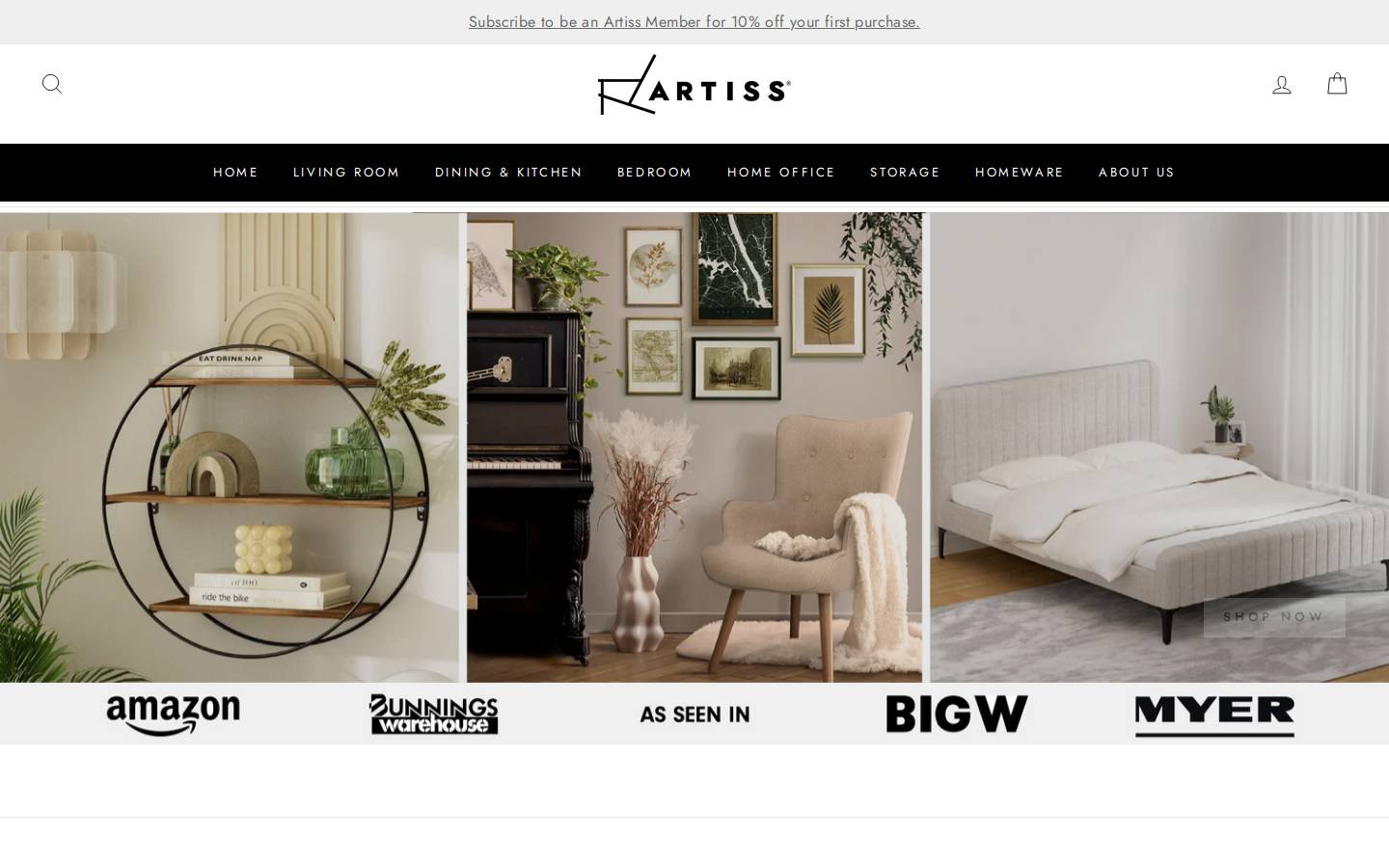Artiss homepage screenshot