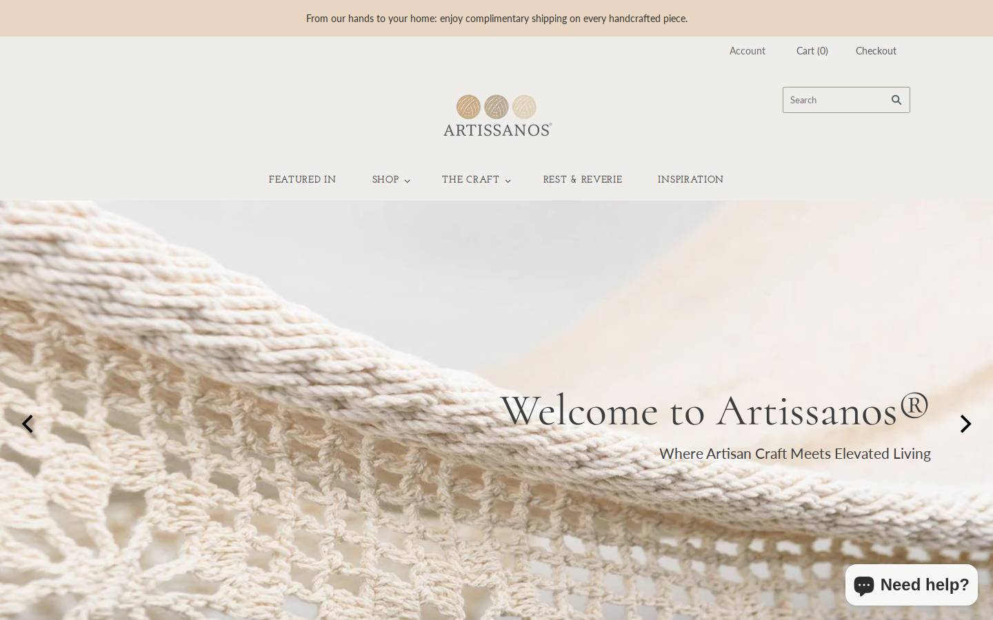 artissanos.com homepage screenshot