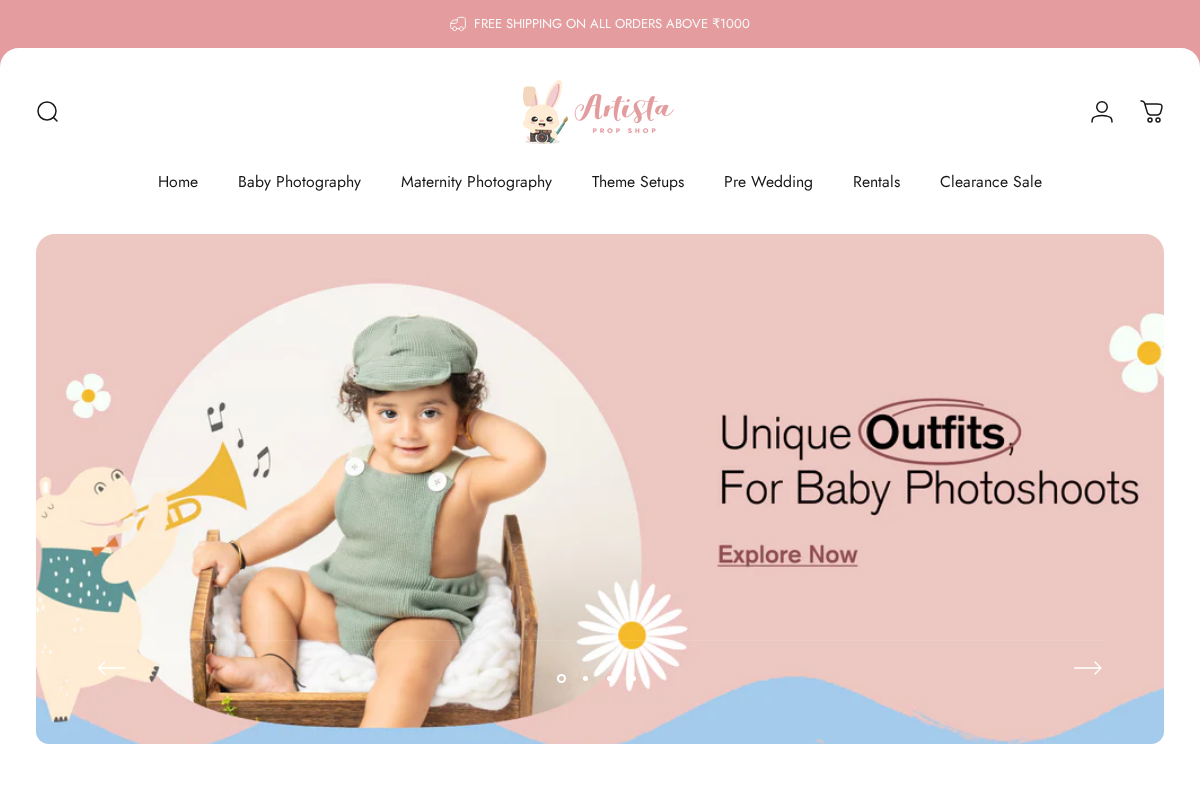 Artista Prop Shop homepage screenshot