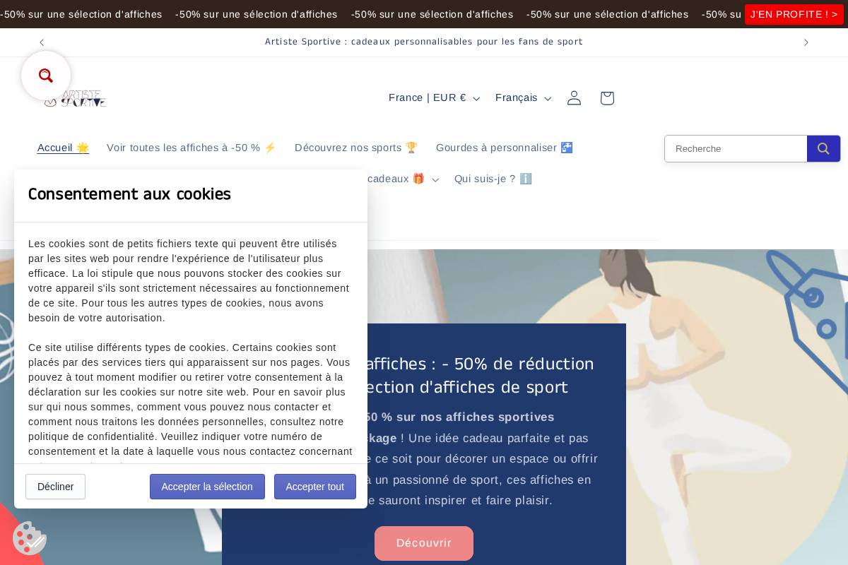 Artiste Sportive homepage screenshot