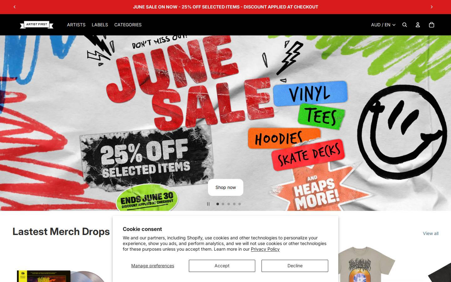 artistfirst.com.au homepage screenshot