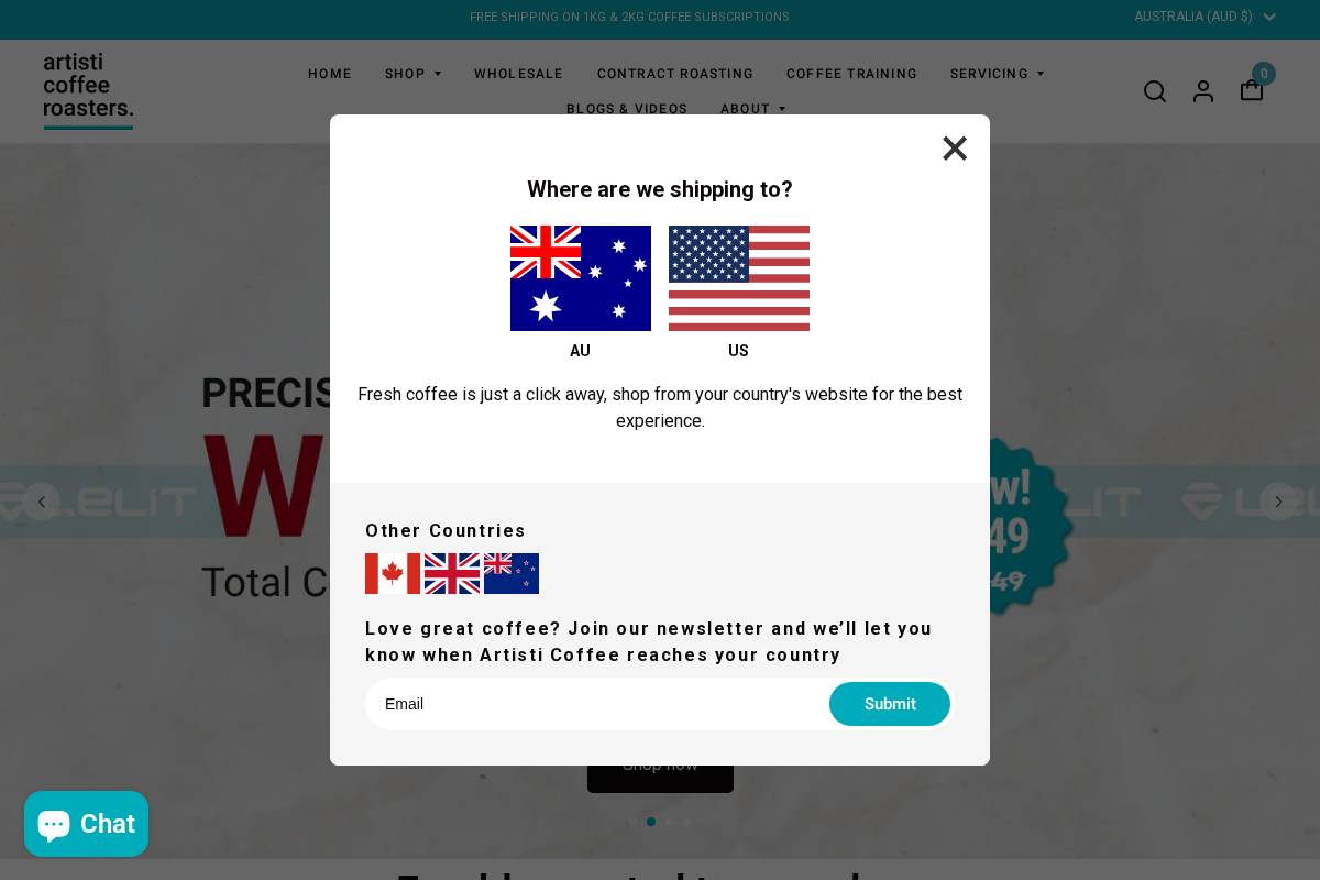 artisti.com.au homepage screenshot
