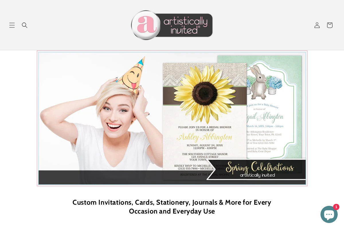 artisticallyinvited.com homepage screenshot