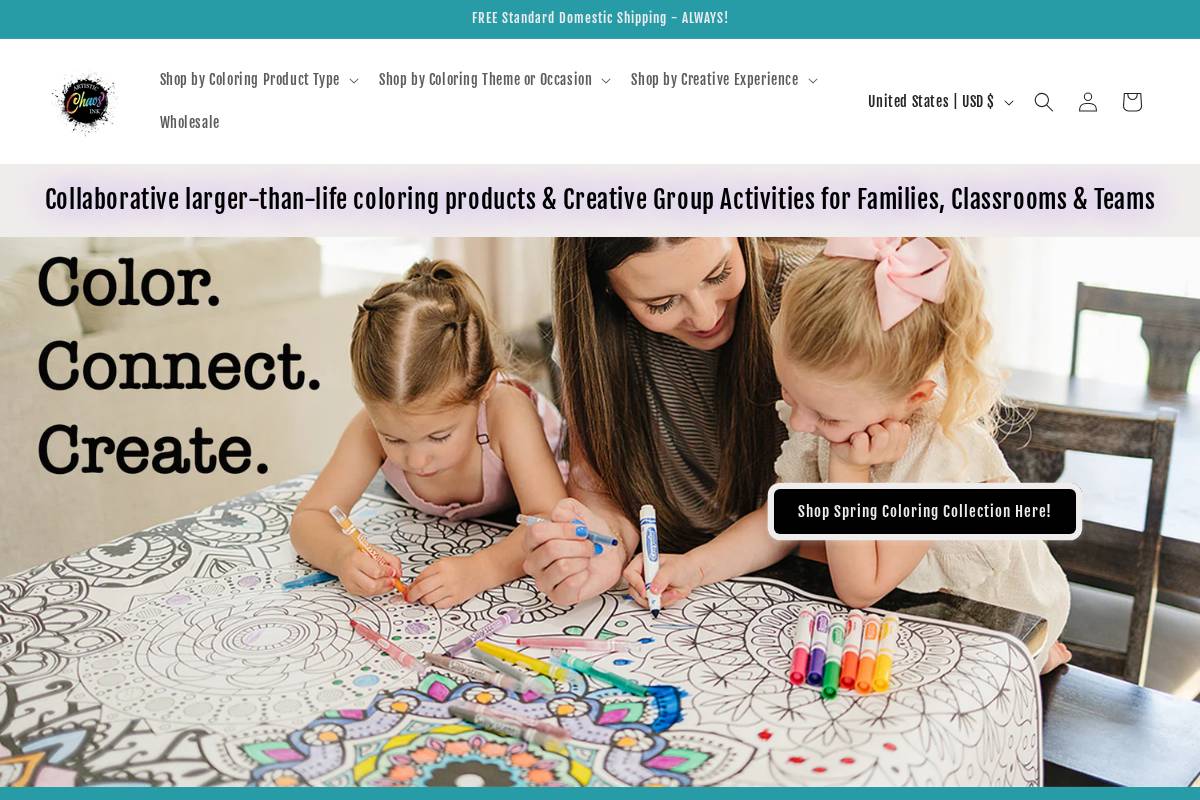 artisticchaosink.com homepage screenshot