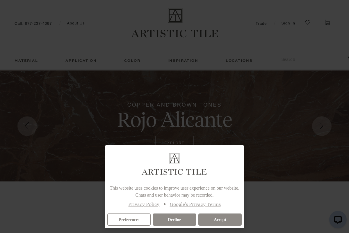 Artistic Tile homepage screenshot