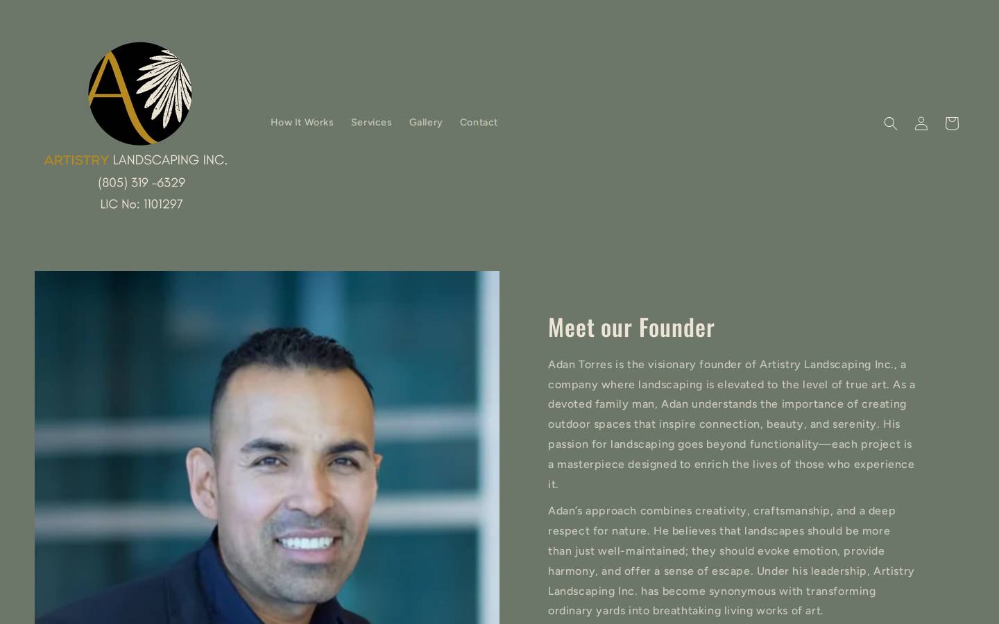 artistrylandscapinginc.com homepage screenshot