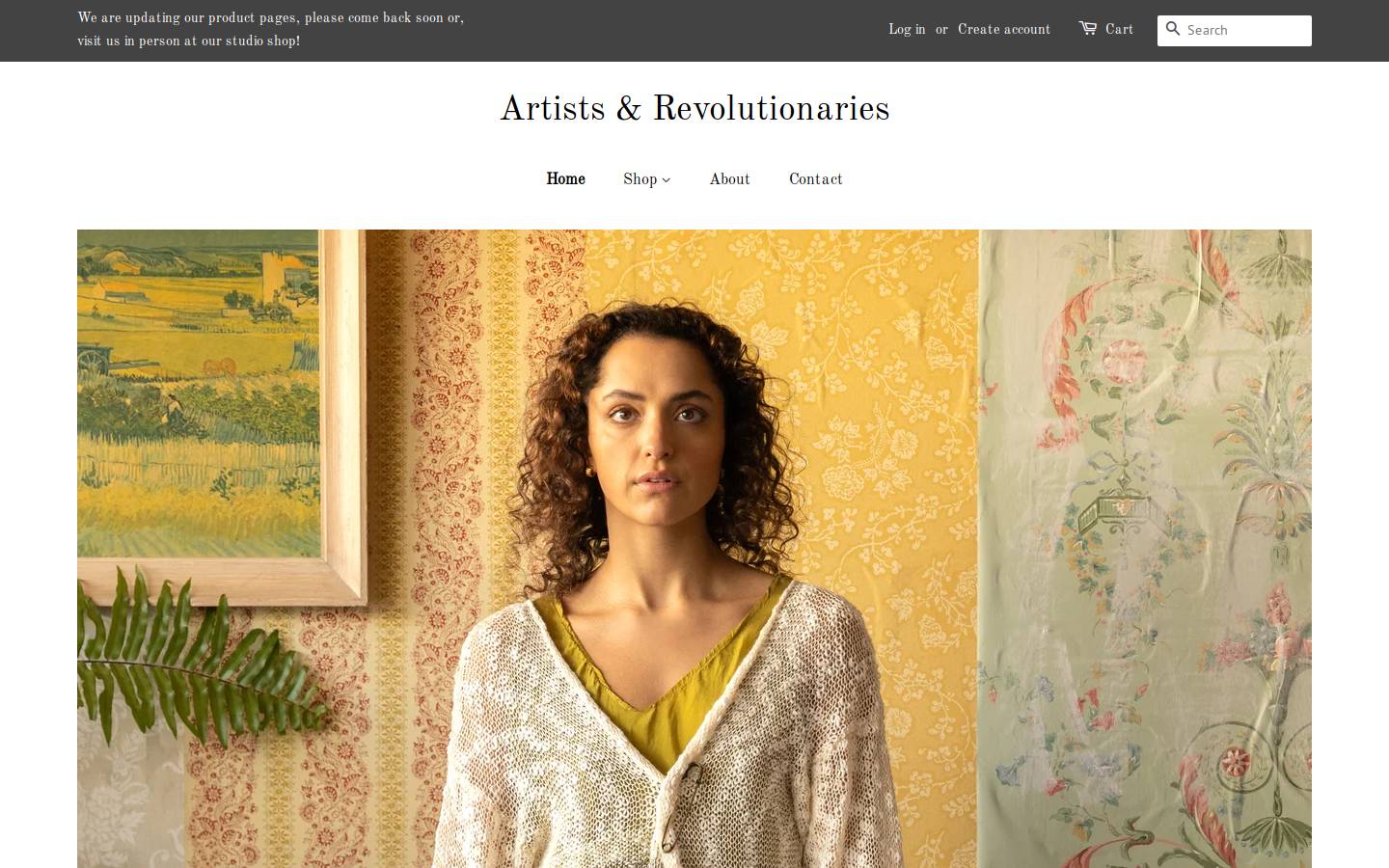 artistsandrevolutionaries.com homepage screenshot