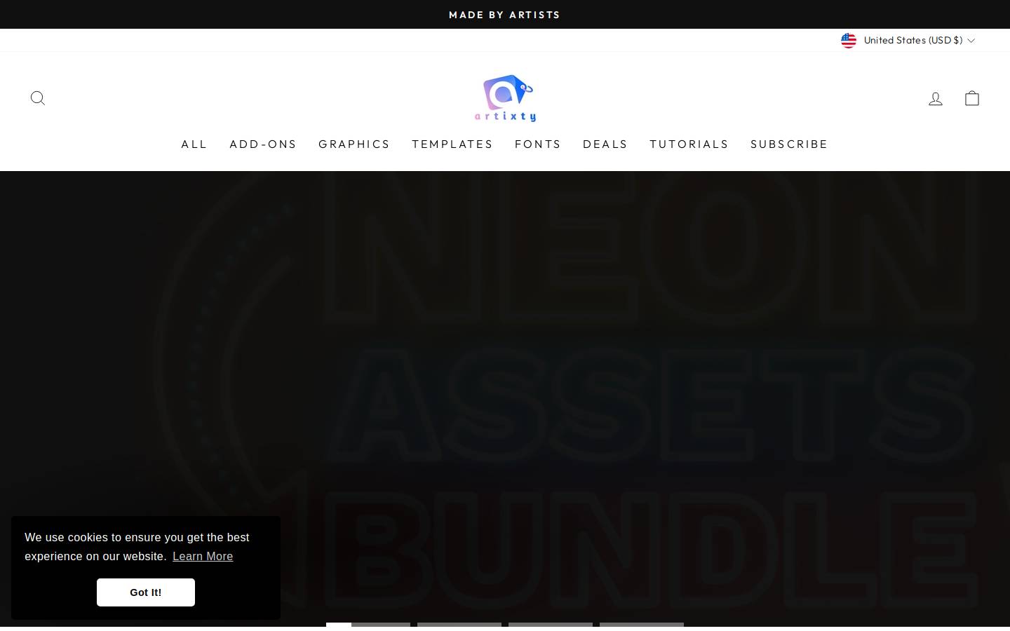 artixty.com homepage screenshot