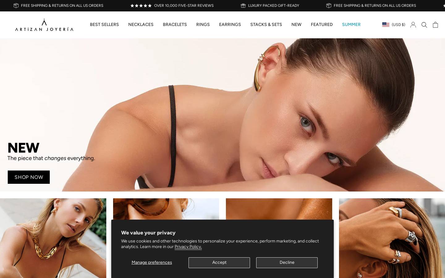 Artizan Joyeria homepage screenshot