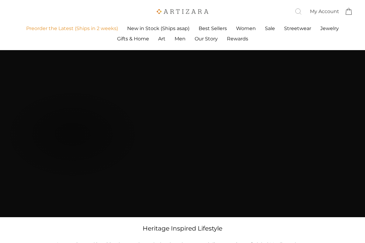 Artizara homepage screenshot