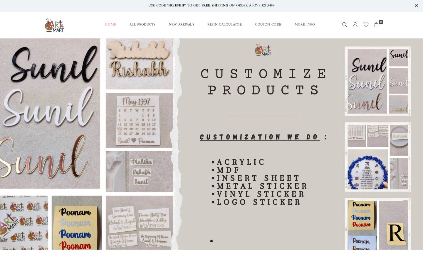 artkamart.com homepage screenshot