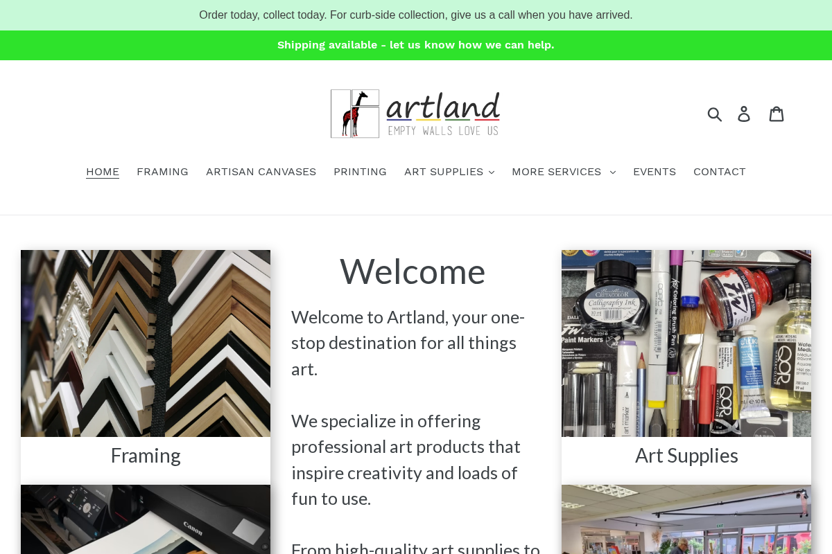 Artland homepage screenshot