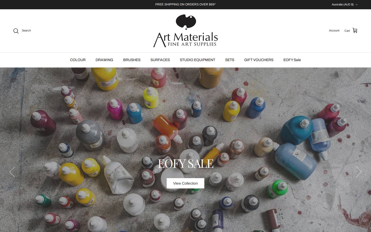 Artmaterials homepage screenshot