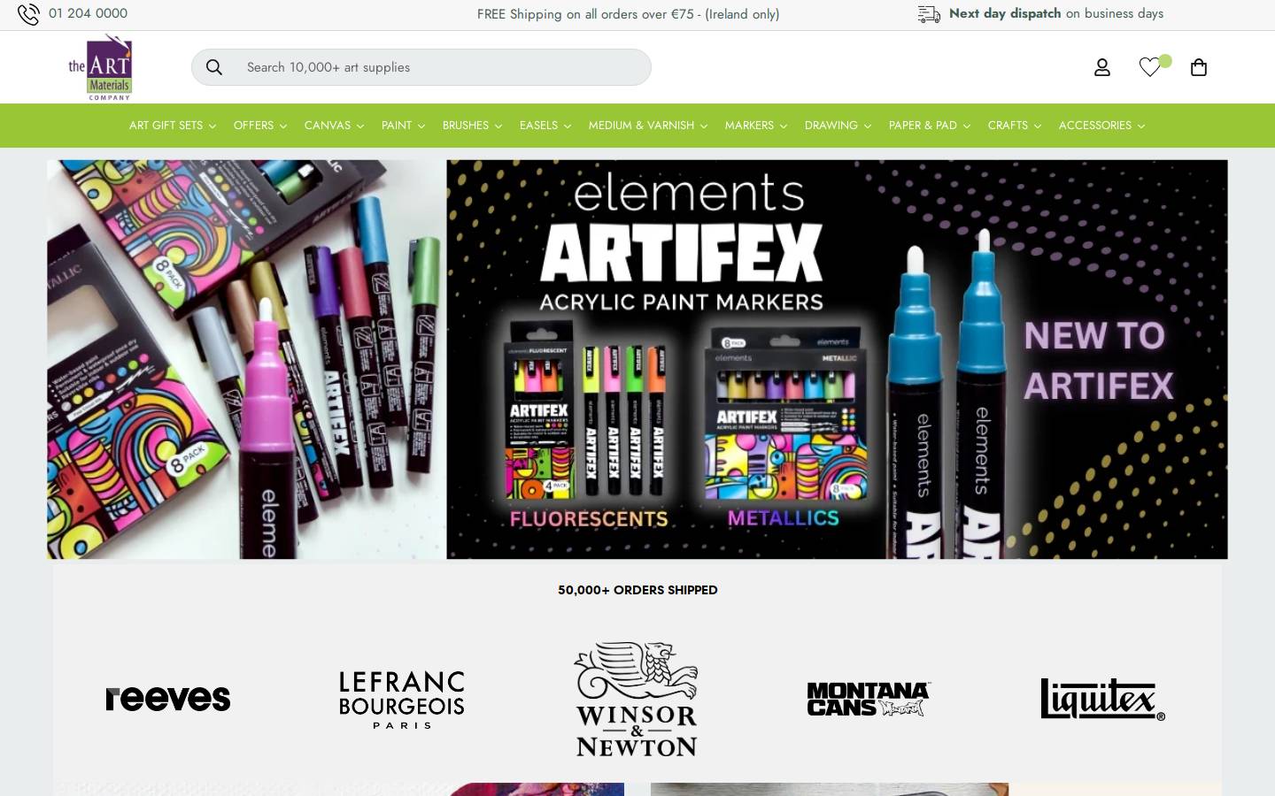 The Art Materials Company homepage screenshot