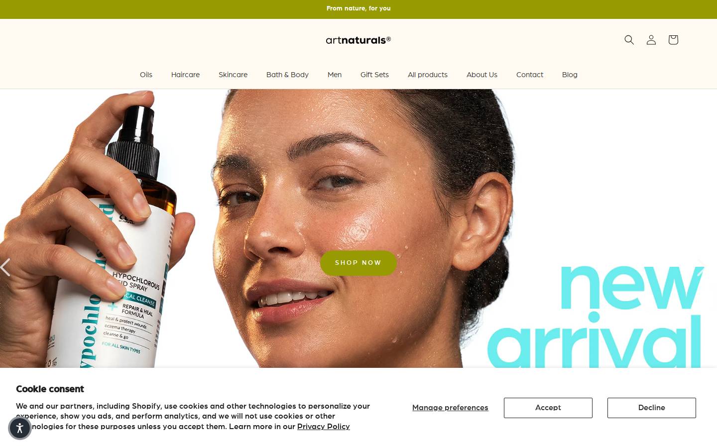 artnaturals.com homepage screenshot