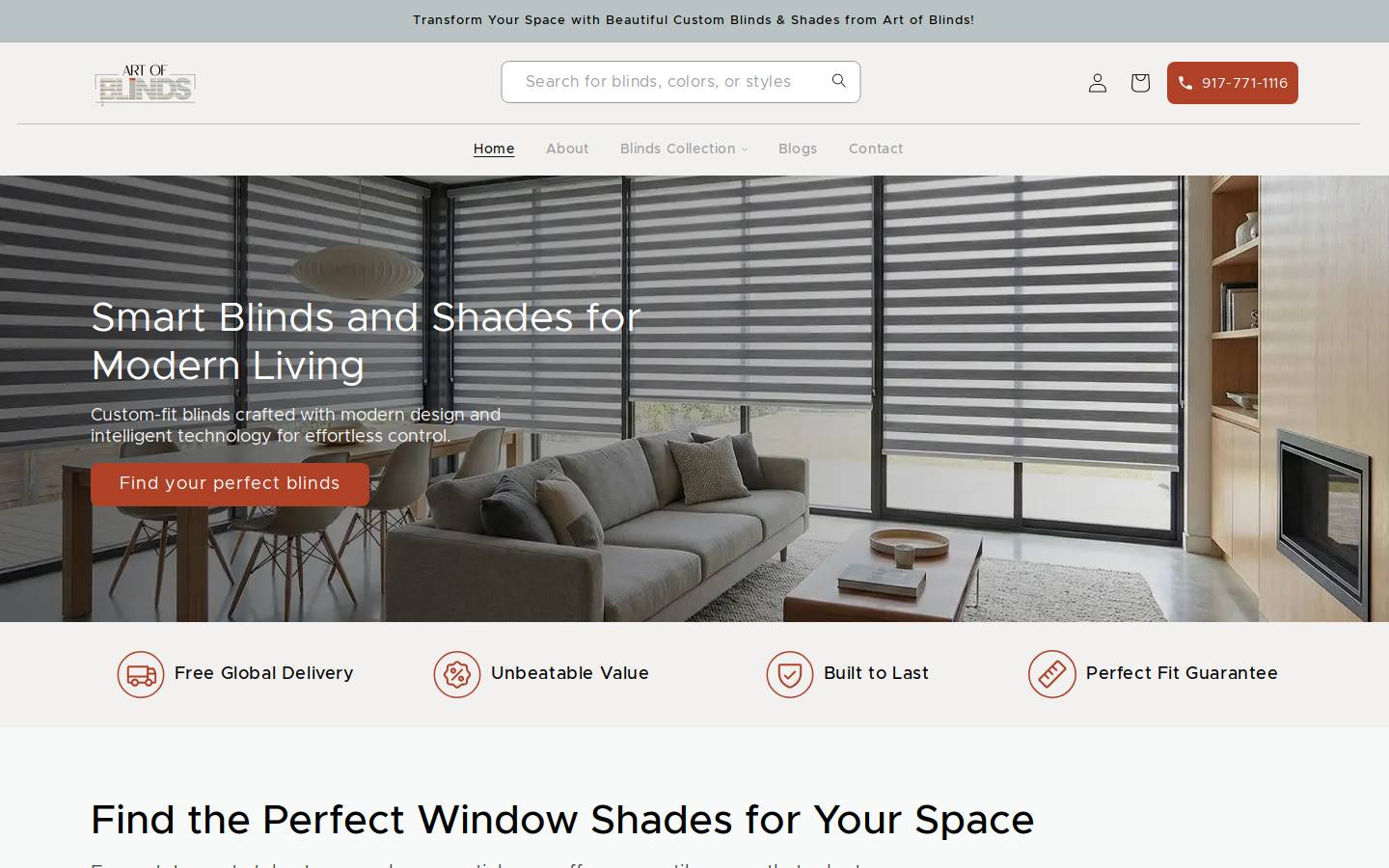 artofblinds.com homepage screenshot